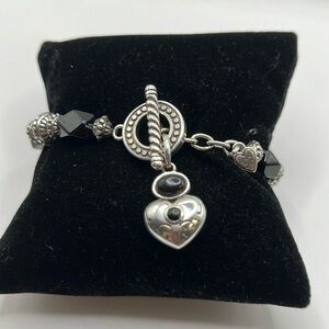 Brighton Black and silver plated toggle heart bracelet